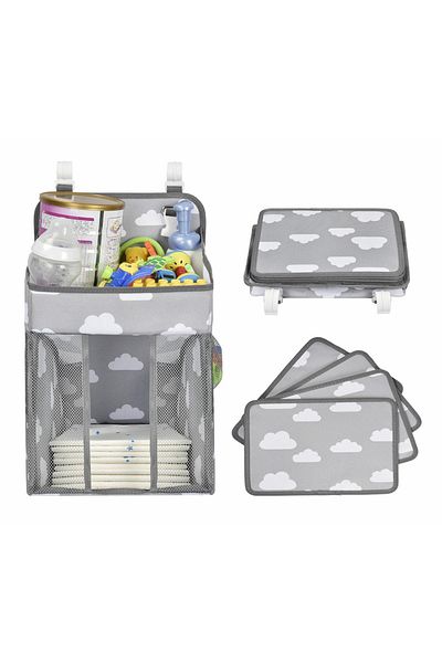 zola Organizator multifunctional pentru patutul bebelusului, carlige, pliabil, 43x28x20 cm, gri