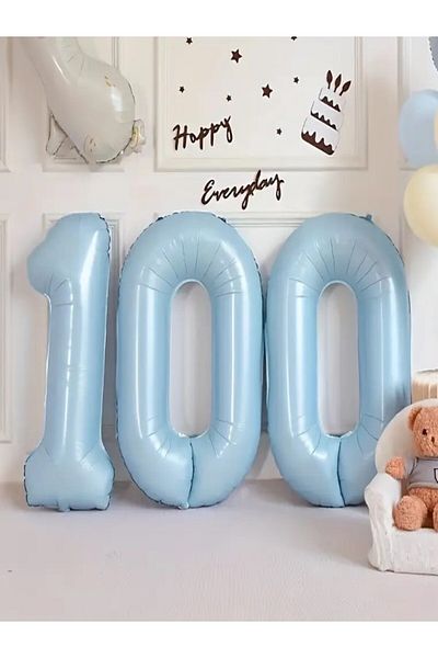 party mix Soft Blue Number Foil Balloon 70 cm |   Baby Boy & Birthday Ornament |   Pastel Color Balloon