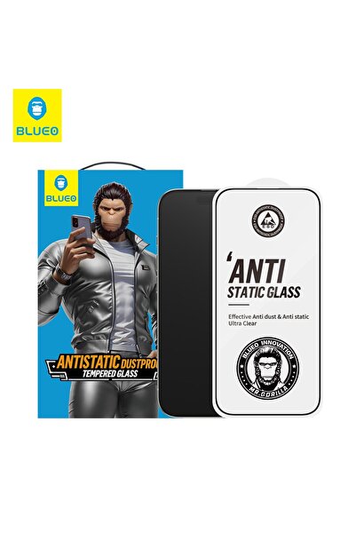 BLUEO Anti Static HD iPhone 15 Uyumlu Toz Çizilme Parmak izi Önleyici Cam Ekr...