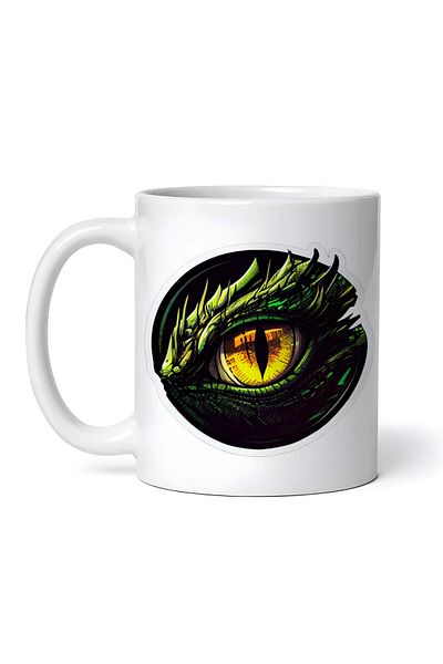 OEM Cană albă personalizată, Ochi de Dragon Gojira, Inovatix®. 330 ml