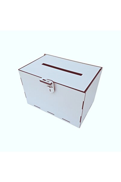 decochic Cutie Pentru Plicuri Cadou De Nunta Sau Botez, Cutie Dar Lemn Pentru Evenimente, Alba 30x20x20cm