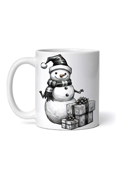 OEM Cană albă personalizată, Om de zăpadă cu cadouri, INOVATIX®. 330ml