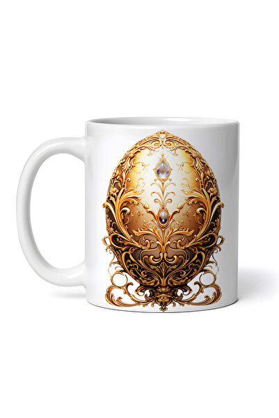 OEM Cană albă personalizată, ouă decorate cu aur și sticlă, Inovatix®. 330 ml