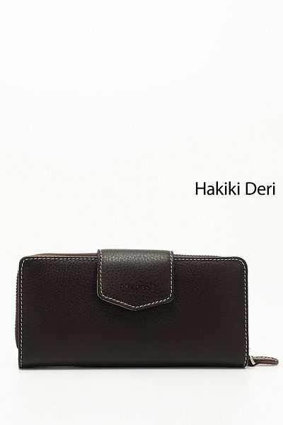 GÖNDERİ(R) Women's Brown Camel Horizontal Genuine Leather Wallet