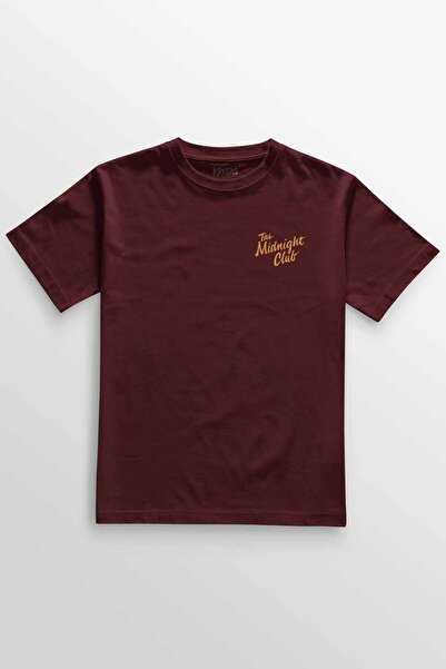 Kretas Unisex bordo crvena T-shirt The Midnight Club logo sekvencija minimaln...