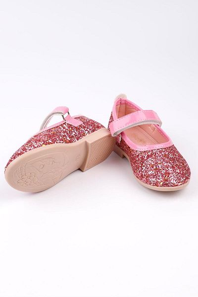 BYŞ Moda Very Light, Very Comfortable Insole, Orthopedic Butterfly Detailed Girls' Ballerinas, Pink Glitter
