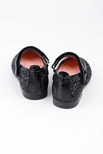 BYŞ Moda Very Light, Very Comfortable Insole, Orthopedic Butterfly Detailed Girl's Ballerina Ballerina Black Glitter