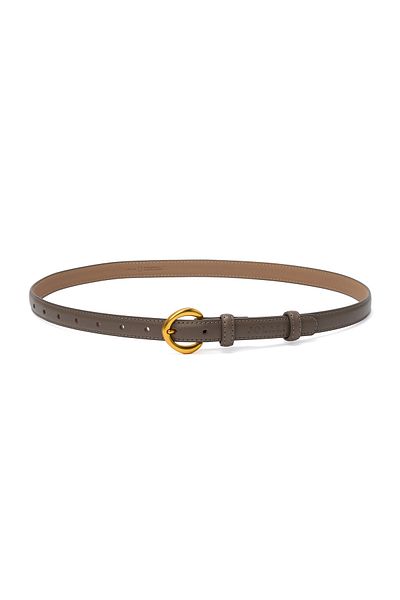 JOLAR. Women's belt, JOLAR. thin elegant genuine leather, classic gold buckle, Grey