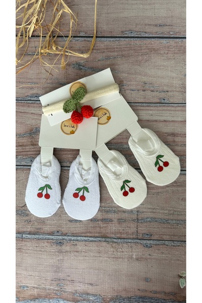 seraskids Bambu Kız Bebek Babet Çorap ve Saç Bandı Seti (0-6 Ay)