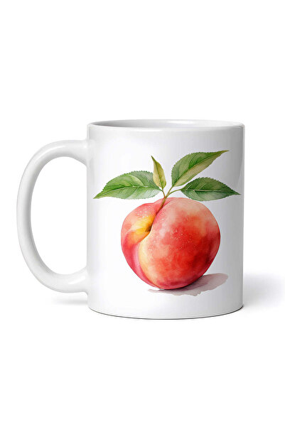 OEM Cană albă personalizată, o piersică cu frunze, Inovatix®. 330 ml