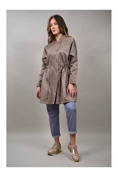 FASHIONLAND JACHETA TIP TRENCH VELLUTARA Bej TALIE UNICA