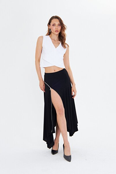 LAMANTE KRUVAZE YAKA BEYAZ CROP BLUZ