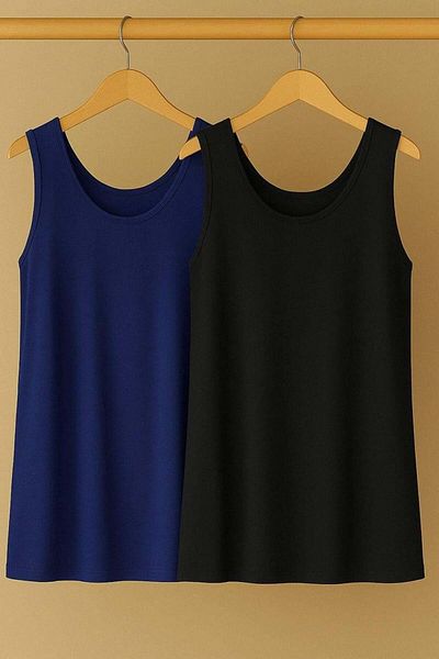 COTENCONCEPT Μπλουζάκι 2 τεμαχίων A-Line Plus Size Βαμβακερό χοντρό λουράκι