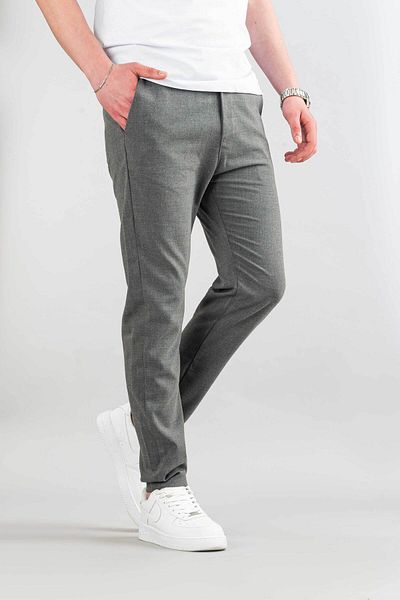 bombe Men's Dark Gray Flexible Lycra Ankle Length Casual Comfortable Fabric Trousers with Side Pockets