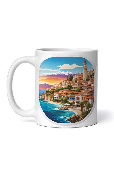 OEM Cană albă personalizată, Antalya City Shore, Inovatix®. 330ml