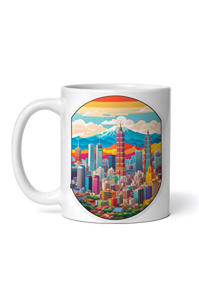 OEM Cană albă personalizată, orașul Taipei, Inovatix®. 330 ml