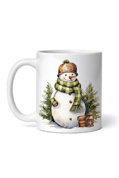 OEM Cană albă personalizată, Om de zăpadă zâmbitor, INOVATIX®. 330ml