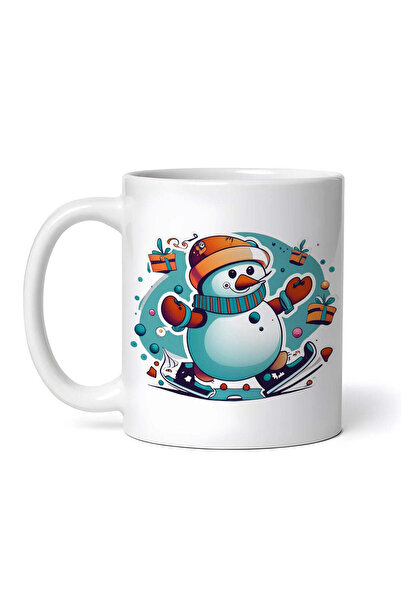 OEM Personalized White Mug, Snowman With Ice Skates, Inovatix®. 330ml