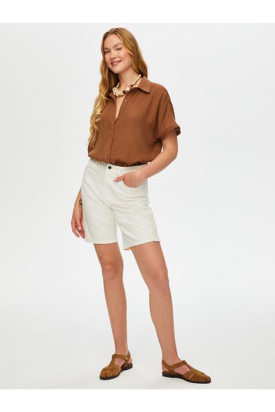 Faik Sönmez Women's Croche Garnished Jean Shorts 25Yus25Jst001
