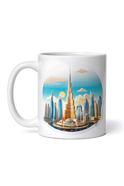 OEM Cană albă personalizată, Dubai City Burj Khalifa, INOVATIX®. 330ml