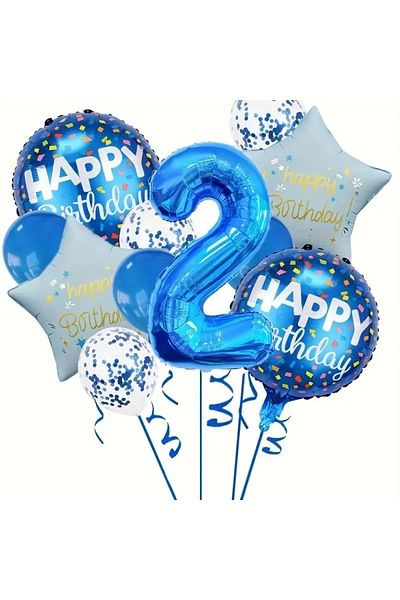 CANSIN 2 Years Old Blue Number Balloon Set