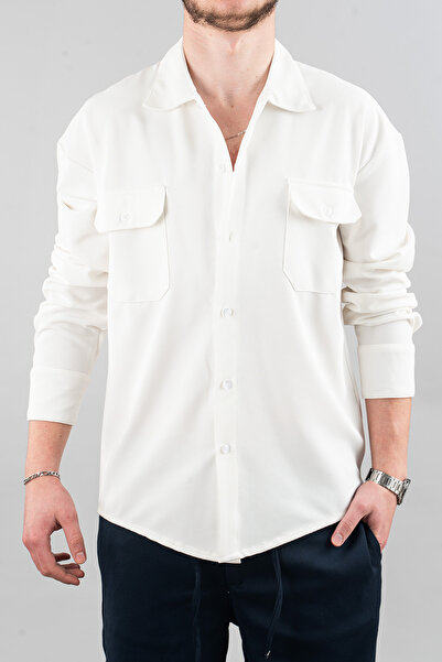 bombe Ανδρικό λευκό πουκάμισο Scuba Slim Fit