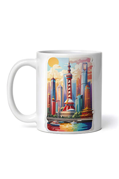 OEM Cană albă personalizată, orașul Shanghai, Inovatix®. 330 ml