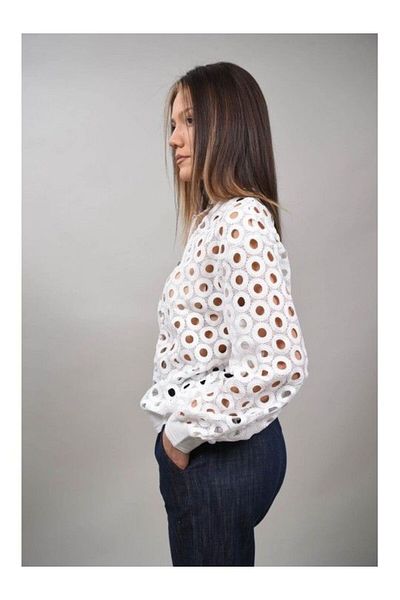 Y TWO WOMEN Geaca Bomber Semitransparenta Cu Cercuri Luccicare Alb Talie Unica