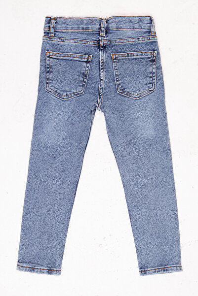 Lexsina Açık Mavi Erkek Çocuk Rahat Paça Slim Fit Jean Likralı Pantolon Beli Ayarlanabilir Lastikli Lx316f