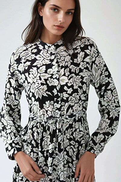 Hiccup Μάξι φόρεμα με στάμπα με γιακά πουκάμισου