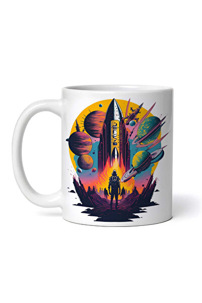 OEM Εξατομικευμένη λευκή κούπα, Διαστημόπλοιο, INOVATIX®. 330ml