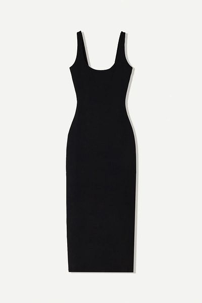 VODENS Women's Black Strap Midi Dress