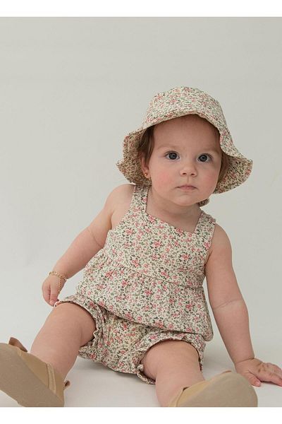 kitikate Natural Organic Shorts Salopet - Tea Time with Hat
