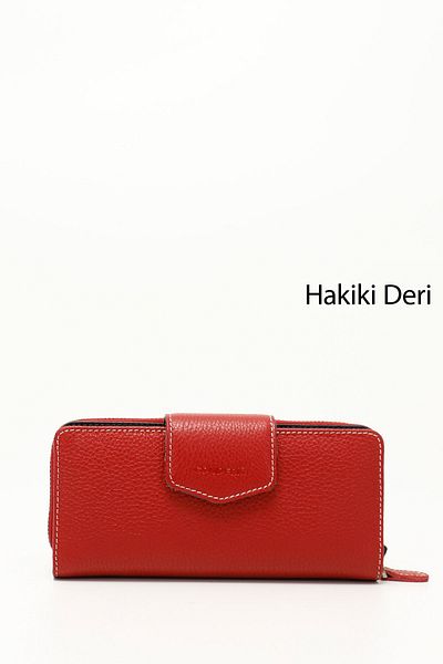 GÖNDERİ(R) Women's Red to Navy Blue Horizontal Genuine Leather Wallet