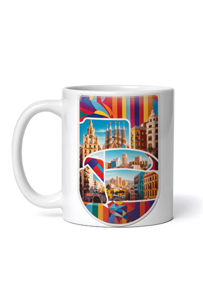 OEM Cană albă personalizată, medalion Barcelona City, Inovatix®. 330 ml