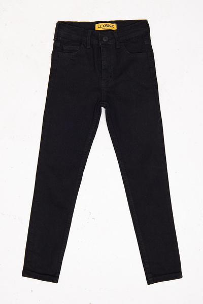 Lexsina Unisex Kids Black Skinny Fit Jean Lycra Trousers Adjustable Waist Elastic Lx322S