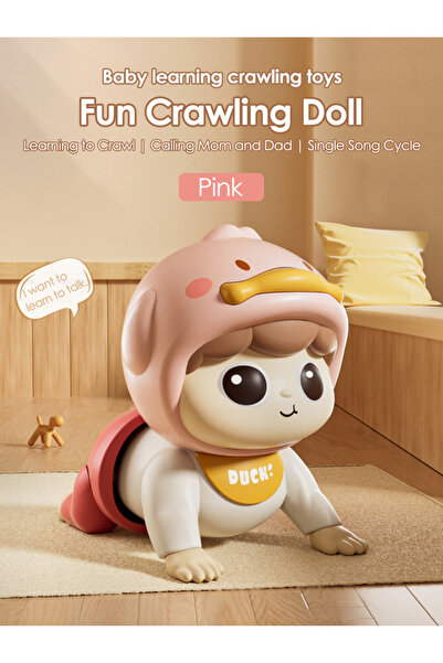 Choice Pink 1 crawling doll baby toy with music, aged 0-1, learning crawling guidance and head up training