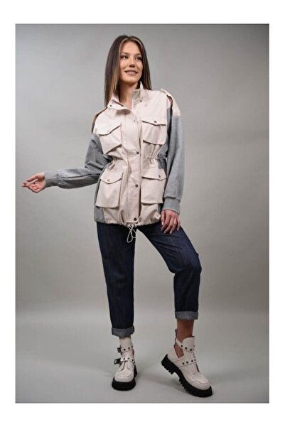 Y TWO WOMEN JACHETA COMBINATA CU BUZUNARE APLICATE FONTE Bej TALIE UNICA