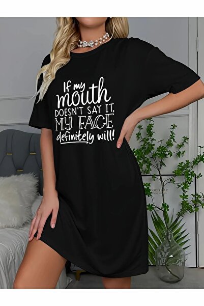 ship master Зручна коротка нічна сукня для жінок з принтом слогана