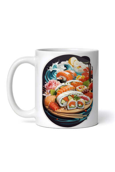 OEM Cană albă personalizată, farfurie Sushi, INOVATIX®. 330ml