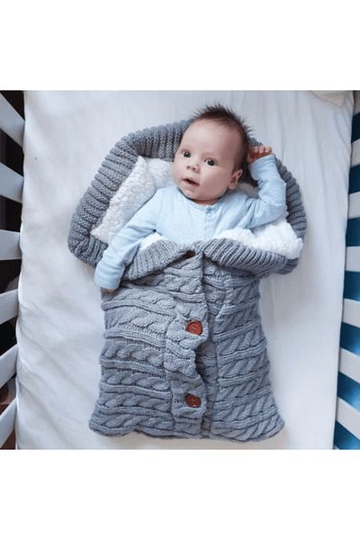 zola Baby sleeping bag for stroller, fluffy gray, with buttons, 70 cm