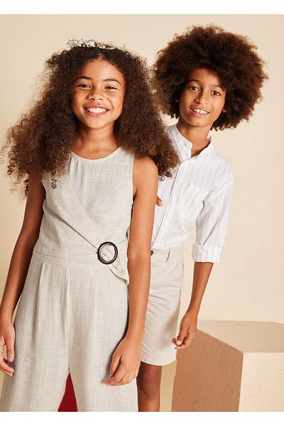 MAYORAL Girl's Linen Jumpsuit Beige 6862