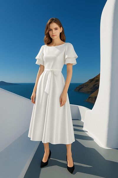ESSEDRESS Lisa Γυναικείο Σατέν Βραδινό Φόρεμα 583219 Λευκό