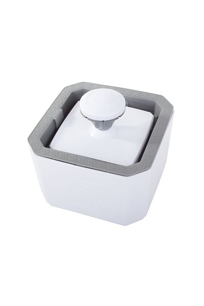 zola Bol de apa,cu fantana pentru animale,2.5L,2 filtre,putere pompa1-3 W,cablu USB 5V,19x19x17.5 cm, alb