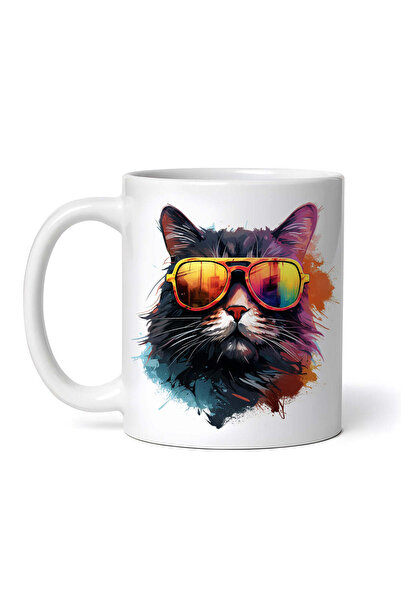 OEM Cană albă personalizată, Pisica Tricky cu ochelari de soare, INOVATIX®. 3...