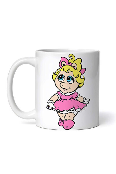 OEM Cană albă personalizată, Muppets Miss Piggy cu rochie roz, INOVATIX®. 330ml