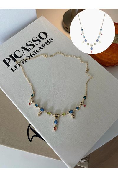 DKY Collection سلسال الأحجار الملونة شقرا التركيز