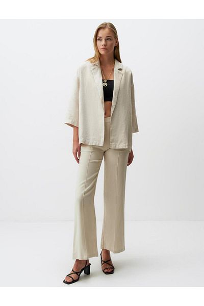 Jimmy Key Stone 100% Linen Straight Cut Long Sleeve Jacket
