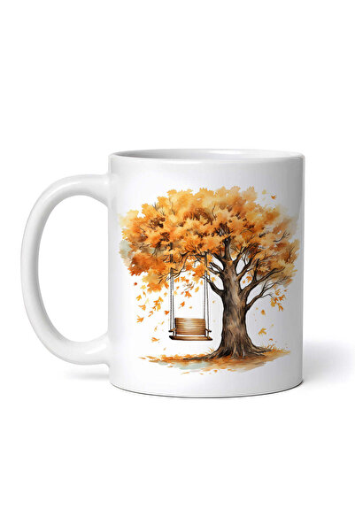 OEM Cană albă personalizată, Leagăn într-un copac cu frunze care cad, INOVATI...