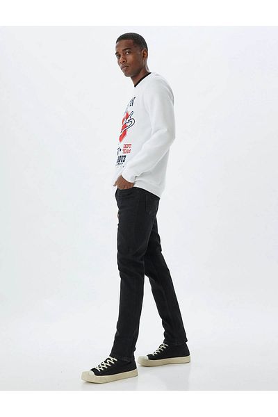 Koton Ανδρικό τζιν παντελόνι Brad Slim Fit Jean Black 6wam40065nd